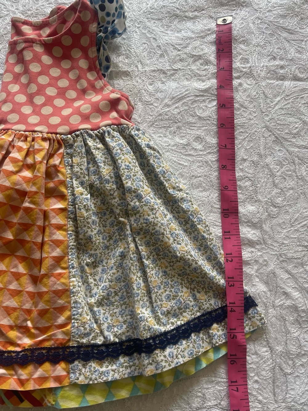 GUC Platinum Polka Dot Patchwork Dress/Tunic - Pink Multi Sz 6 - Picture 6 of 6